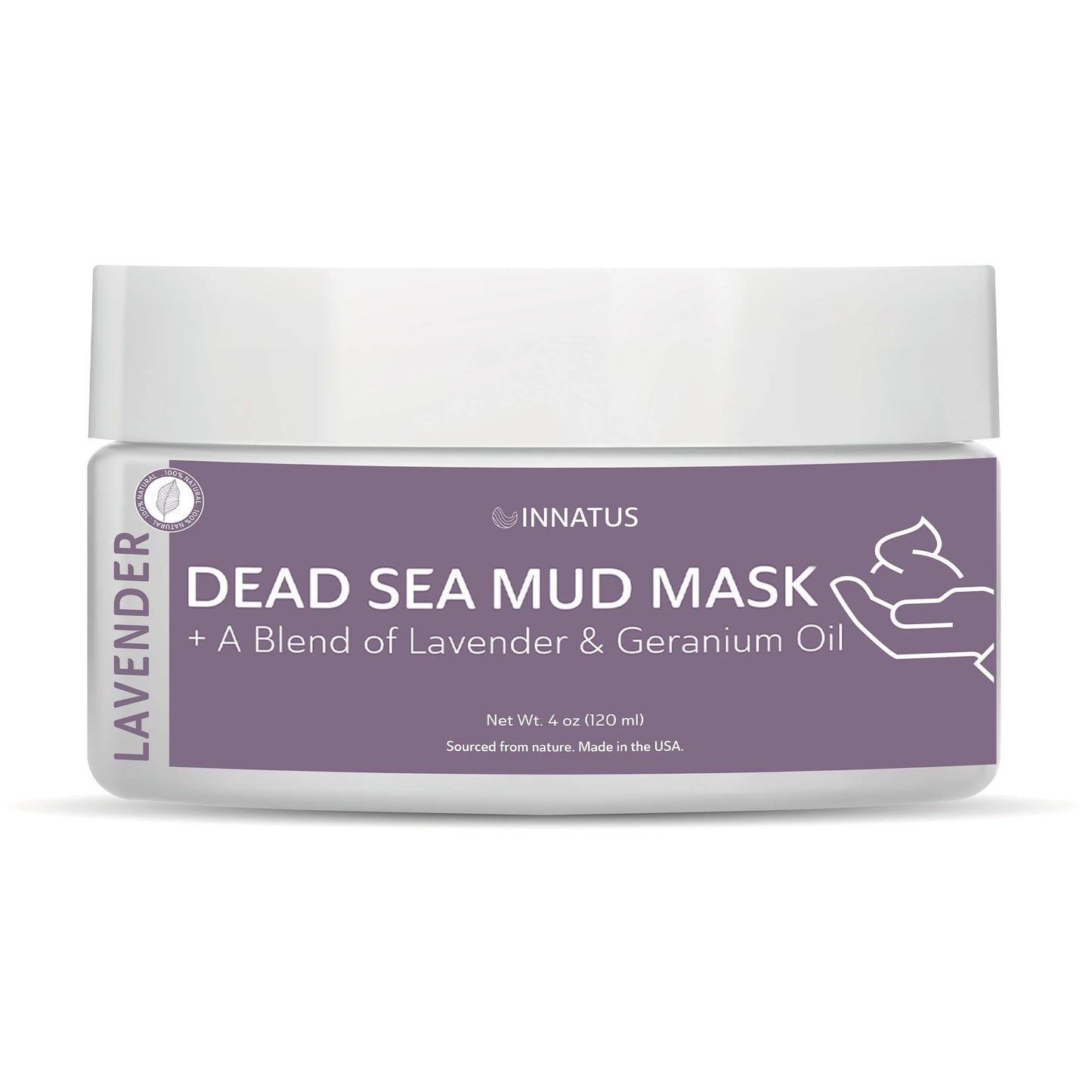 Dead sea mud mask with a blend of Lavender and Geranium oil. Rich in 21 essential minerals, it deeply cleanses, absorbs impurities, and promotes a healthy glow without dehydrating your skin.