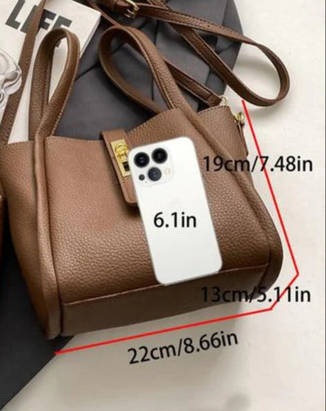 Women'S Solid Color Faux Leather Bucket Bag, Fashionable Crossbody Bag with Adjustable Strap, Casual Versatile Bucket Bag for Daily Used