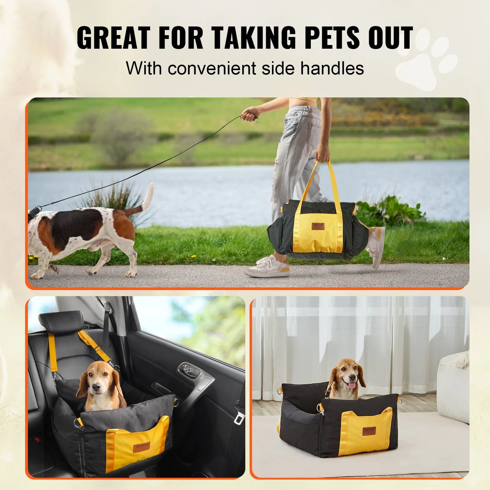 The car seat has hadles that makes it easy to carry around.