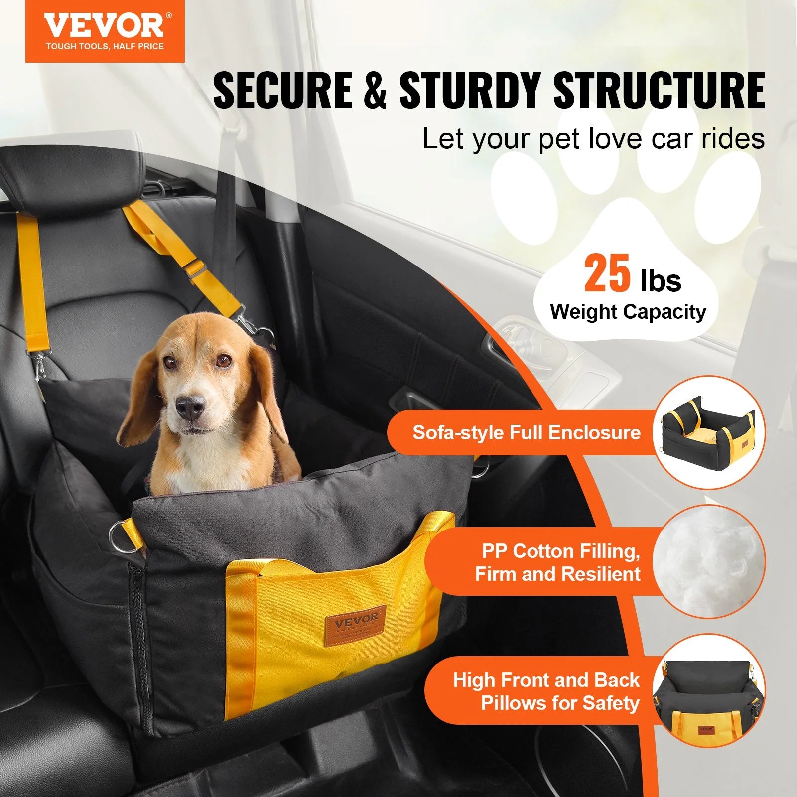 The VEVOR Car Seat for Small Dogs up to 25Lbs.