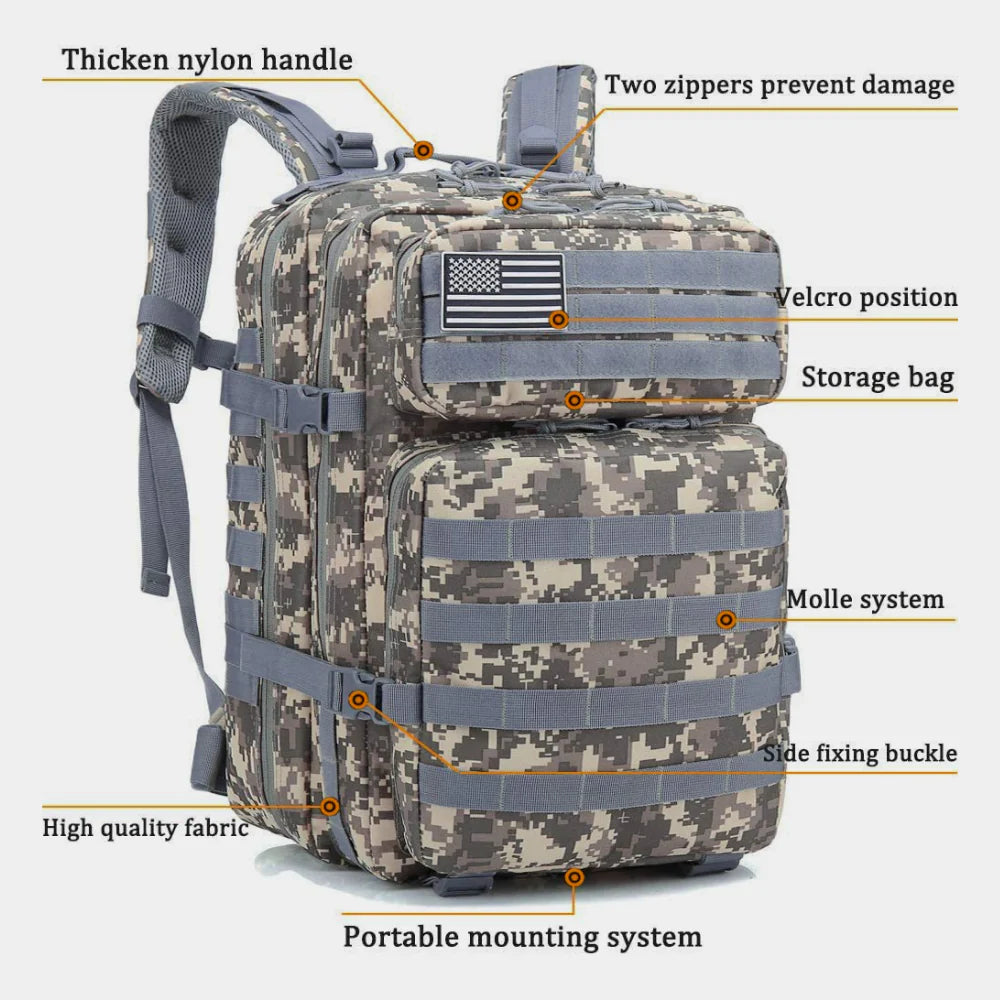 Jupitergear Military 3P Tactical 45L Backpack Army 3 Day Assault Pack Molle Bag Rucksack Range Bag