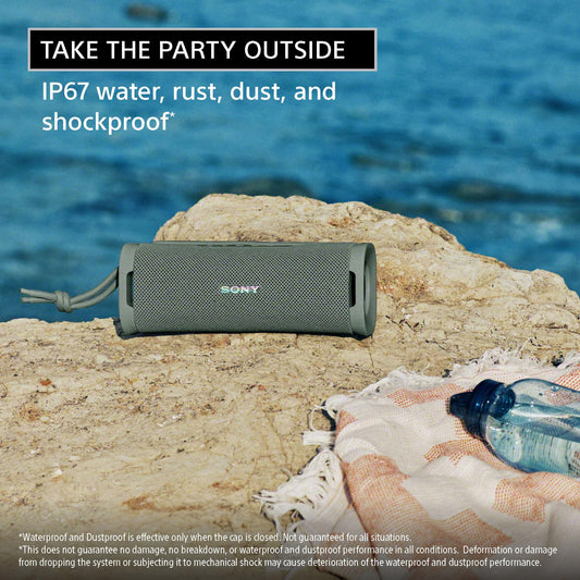 This great speaker is Water, Dust, Rust and Shockproof. So it's great to bring everywhere (not right color in photo).
