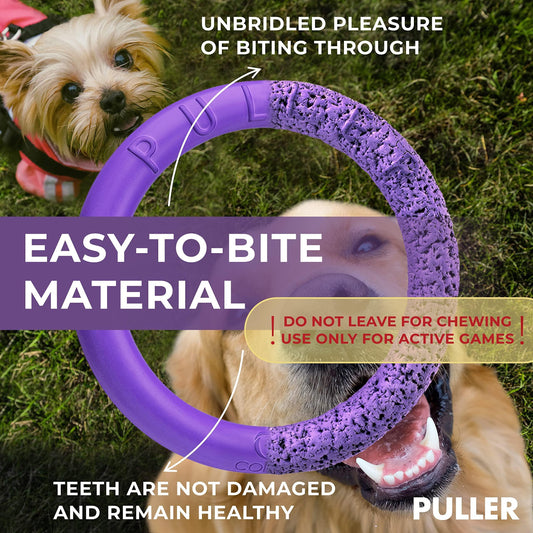 The Puller dog rings has an easy to bite material but do not use it as a chewing toy.